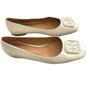 Tory Burch Women's Georgia Brie Wrinkle Leather Ballet Flats Shoe 8.5